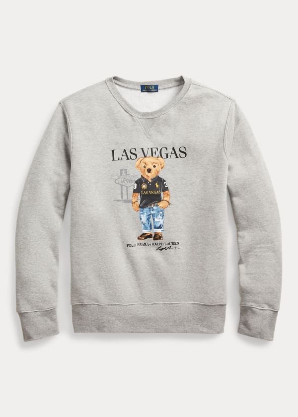 Bluzy Ralph Lauren Las Vegas Bear Sweatshirt Męskie Szare | NWFX9246