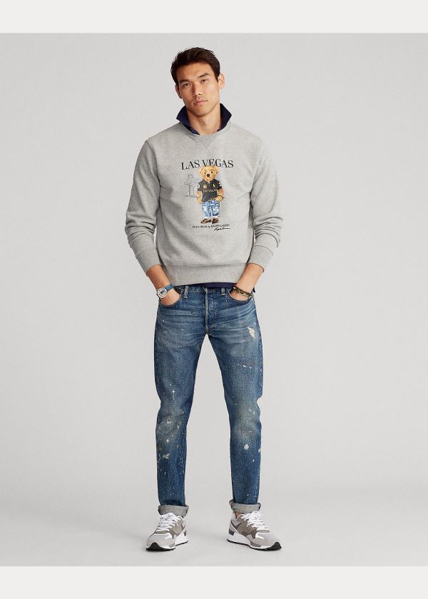 Bluzy Ralph Lauren Las Vegas Bear Sweatshirt Męskie Szare | NWFX9246