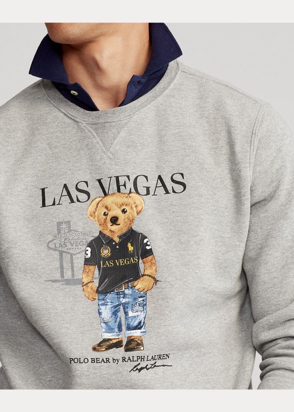 Bluzy Ralph Lauren Las Vegas Bear Sweatshirt Męskie Szare | NWFX9246