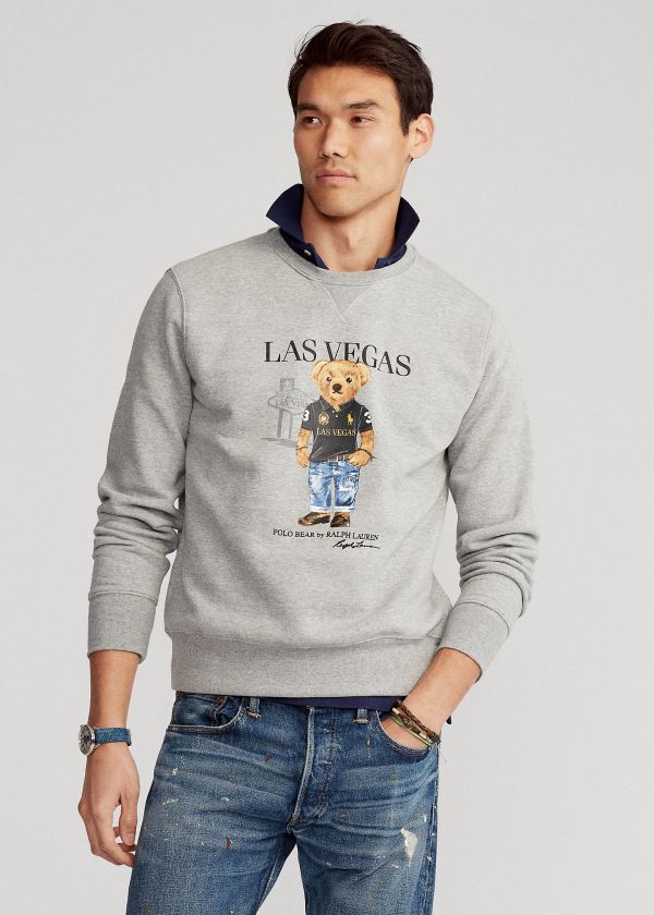 Bluzy Ralph Lauren Las Vegas Bear Sweatshirt Męskie Szare | NWFX9246