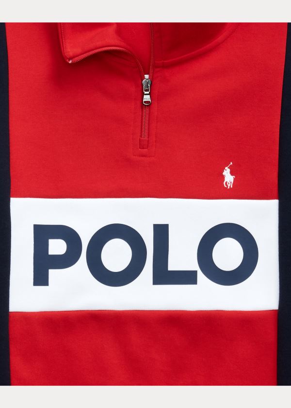 Bluzy Ralph Lauren Logo Pullover Męskie Czerwone Kolorowe | SCXJ7619