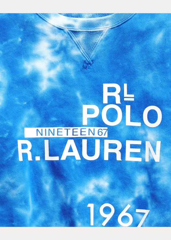 Bluzy Ralph Lauren Logo Tie-Dye Sweatshirt Damskie Królewski Niebieski Niebieskie | JEBL8927