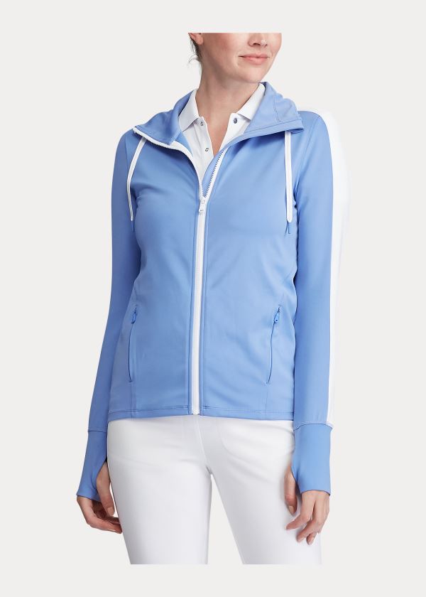 Bluzy Ralph Lauren Long-Sleeve Golf Full-Zip Damskie Niebieskie | BJTM8807