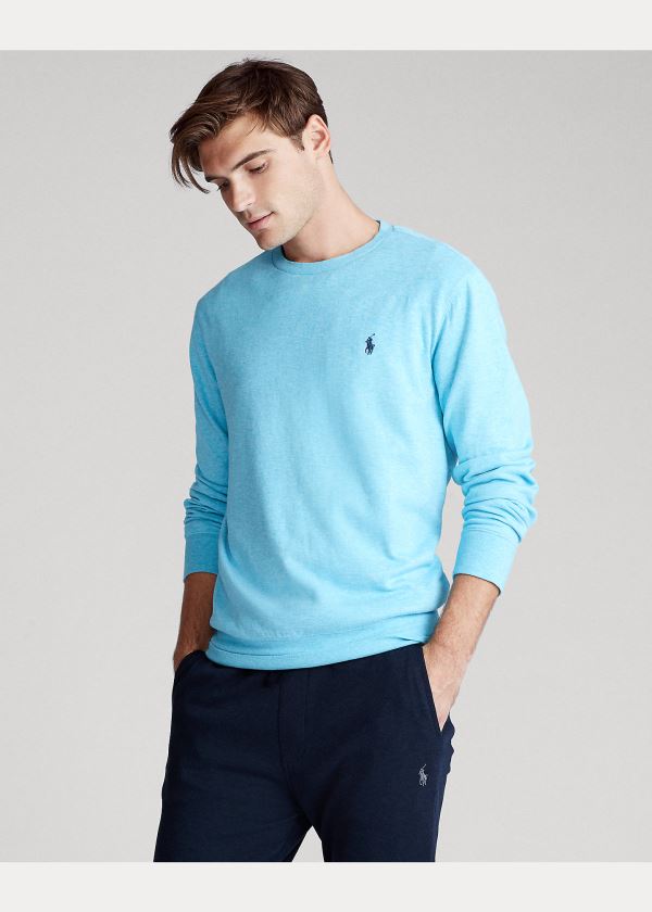 Bluzy Ralph Lauren Luxury Jersey Pullover Męskie Niebieskie | GUDW8131