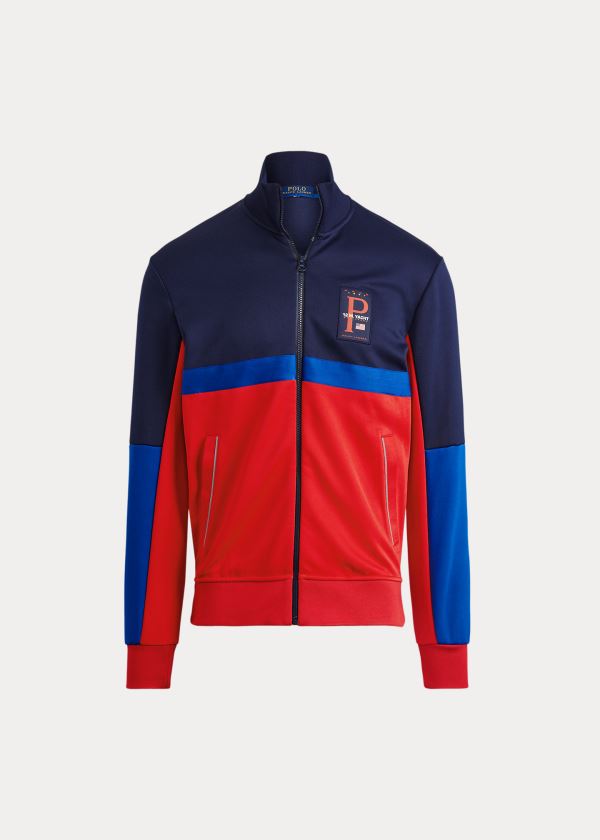 Bluzy Ralph Lauren Mesh Track Jacket Męskie Granatowe Kolorowe | CXQX8058