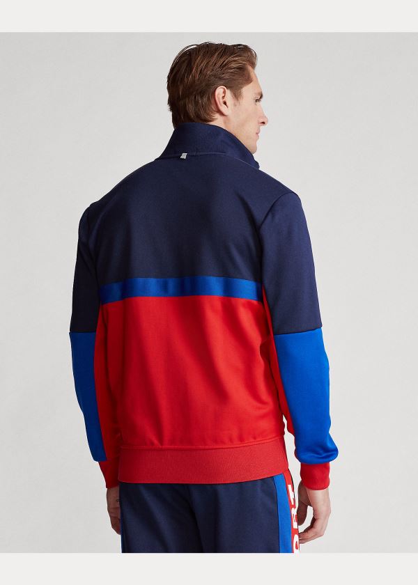 Bluzy Ralph Lauren Mesh Track Jacket Męskie Granatowe Kolorowe | CXQX8058