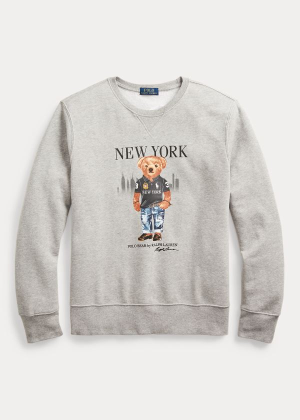 Bluzy Ralph Lauren New York Bear Sweatshirt Męskie Szare Kolorowe | OMZB8495