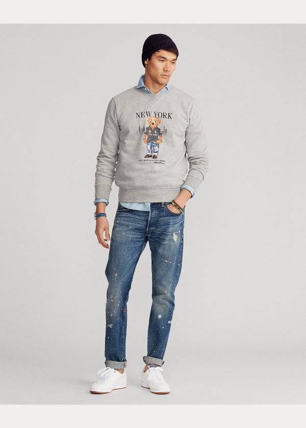 Bluzy Ralph Lauren New York Bear Sweatshirt Męskie Szare Kolorowe | OMZB8495