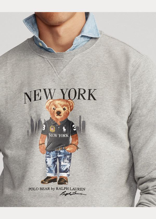 Bluzy Ralph Lauren New York Bear Sweatshirt Męskie Szare Kolorowe | OMZB8495