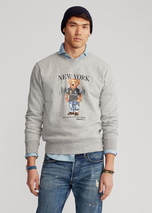 Bluzy Ralph Lauren New York Bear Sweatshirt Męskie Szare Kolorowe | OMZB8495