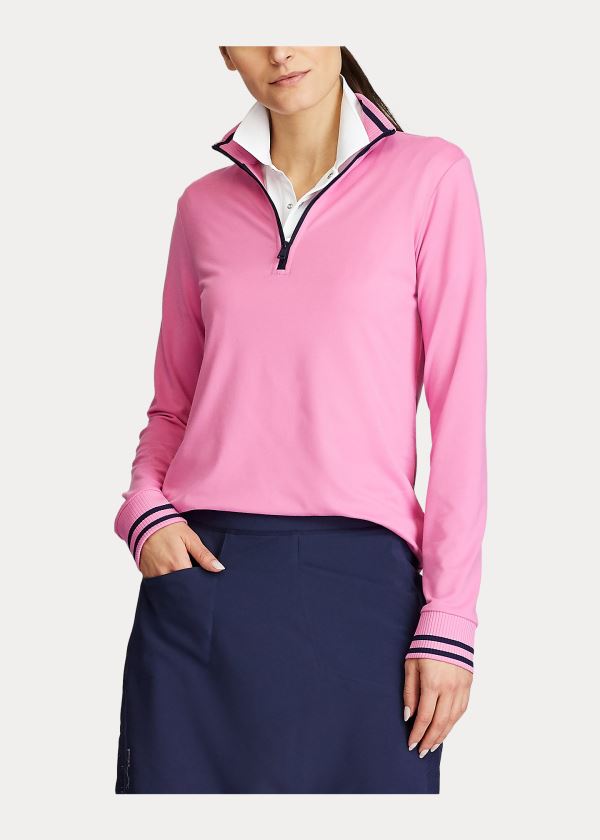 Bluzy Ralph Lauren Performance Golf Pullover Damskie Różowe | MDQF4465