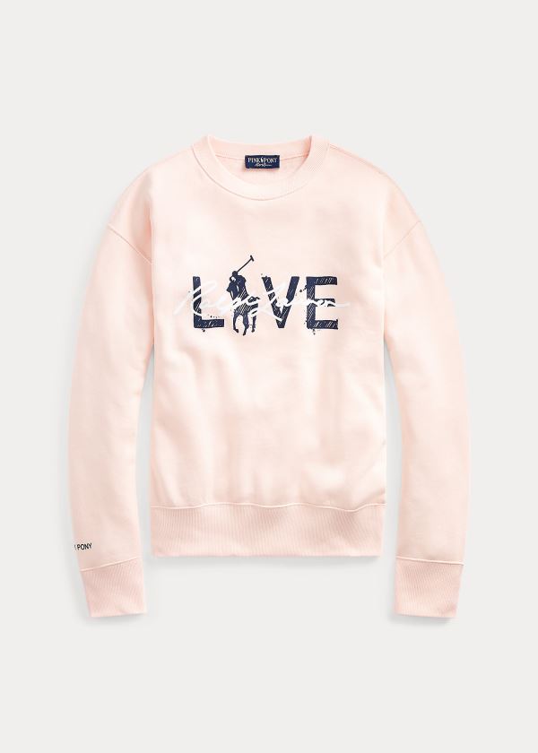 Bluzy Ralph Lauren Pink Pony Fleece Sweatshirt Damskie Różowe | FPVB4113