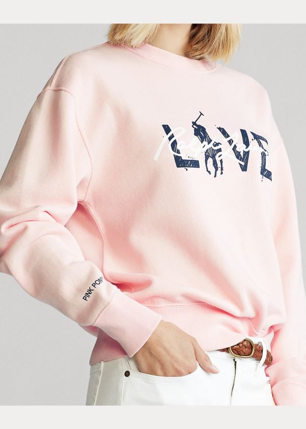 Bluzy Ralph Lauren Pink Pony Fleece Sweatshirt Damskie Różowe | FPVB4113