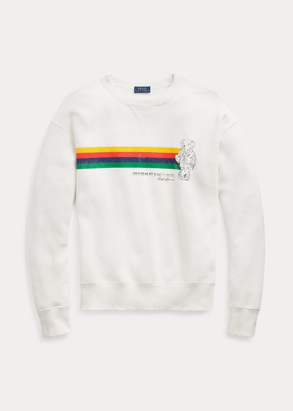 Bluzy Ralph Lauren Polo Bear Fleece Pullover Damskie Białe | TLTD0196