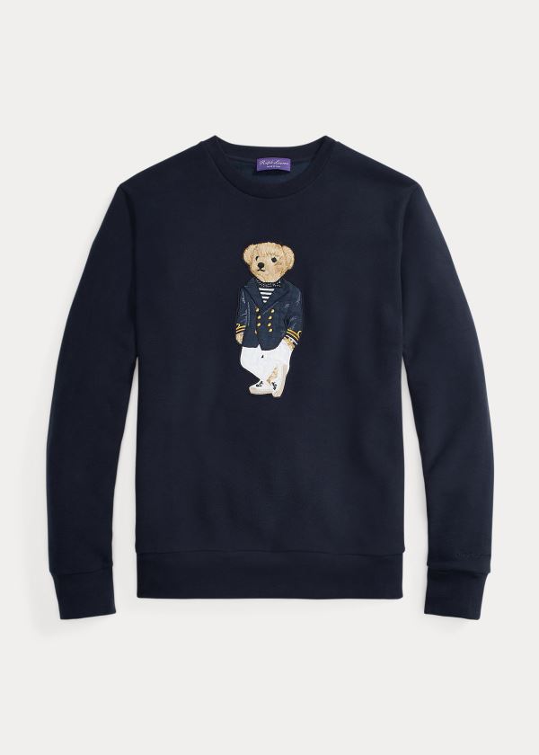 Bluzy Ralph Lauren Polo Bear Fleece Sweatshirt Męskie Granatowe | LFYV3318