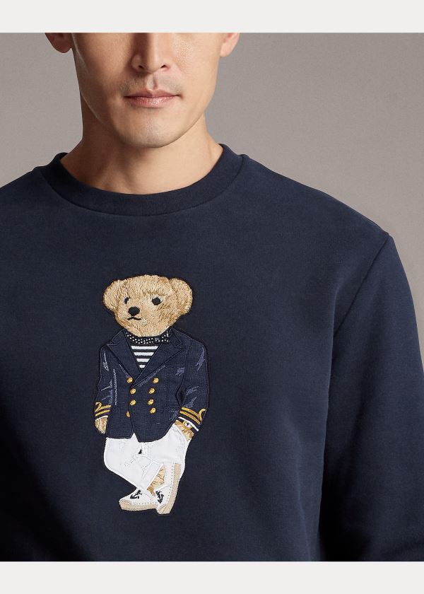 Bluzy Ralph Lauren Polo Bear Fleece Sweatshirt Męskie Granatowe | LFYV3318