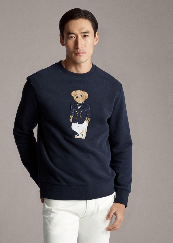 Bluzy Ralph Lauren Polo Bear Fleece Sweatshirt Męskie Granatowe | LFYV3318