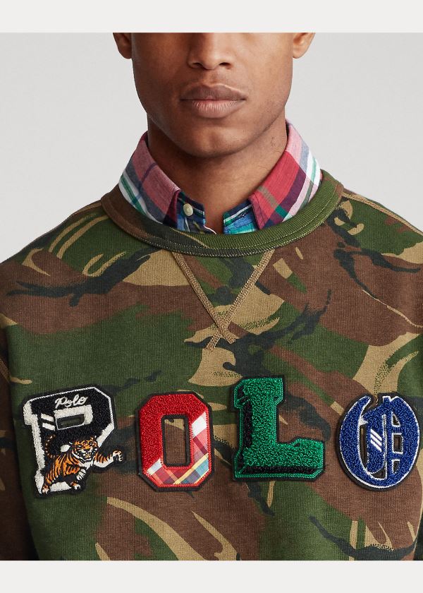 Bluzy Ralph Lauren Polo Camo Fleece Sweatshirt Męskie Camo | MVRH0218