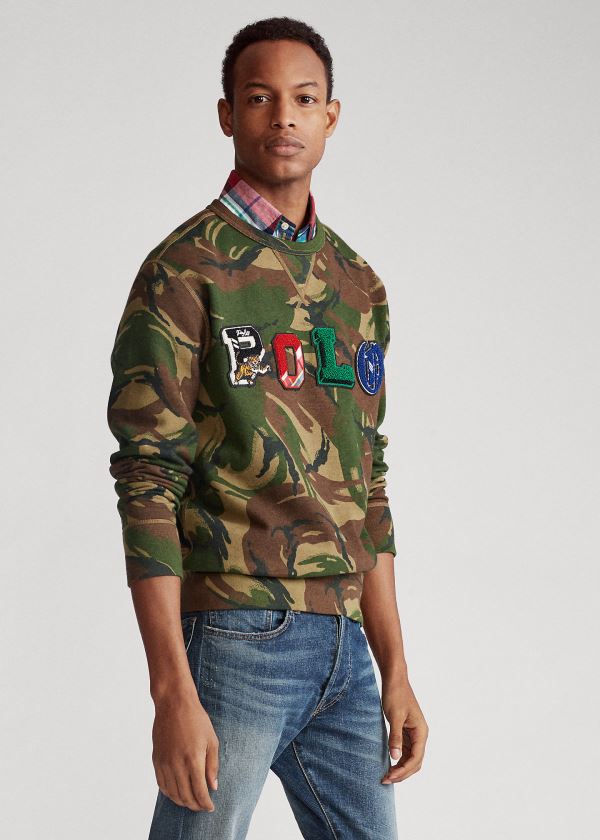 Bluzy Ralph Lauren Polo Camo Fleece Sweatshirt Męskie Camo | MVRH0218