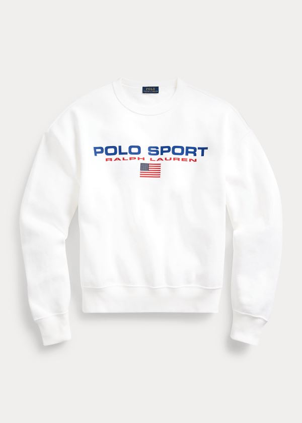 Bluzy Ralph Lauren Polo Sport Fleece Sweatshirt Damskie Białe | CVOE1879