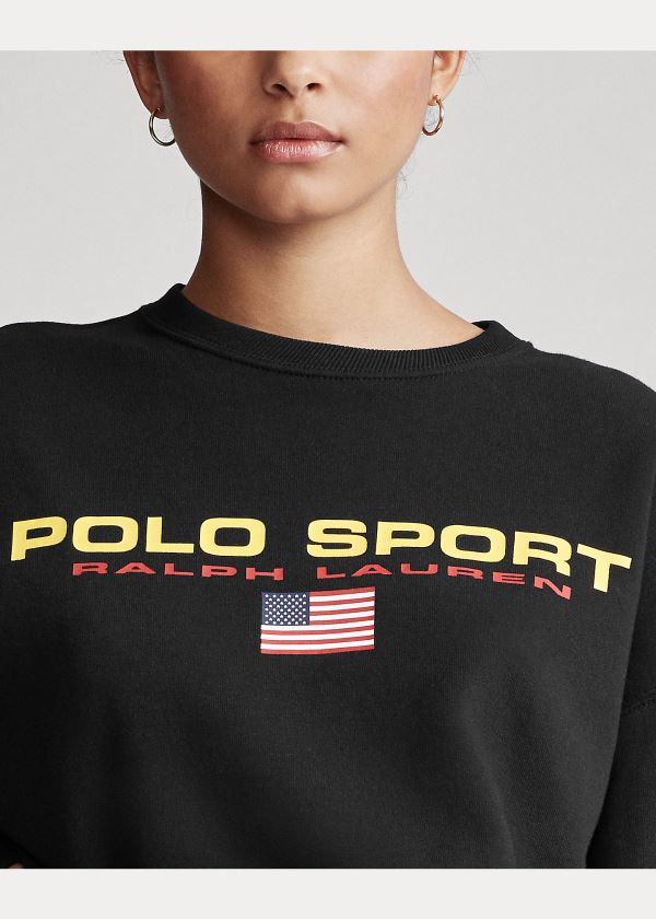 Bluzy Ralph Lauren Polo Sport Fleece Sweatshirt Damskie Czarne | FRNY0598