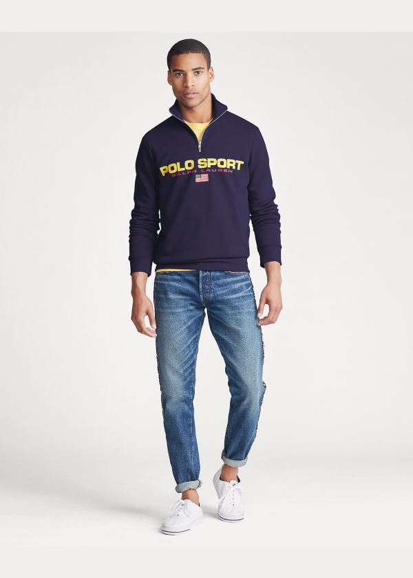 Bluzy Ralph Lauren Polo Sport Fleece Sweatshirt Męskie Granatowe | AJYZ8470