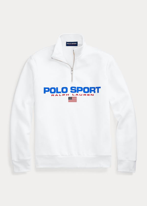 Bluzy Ralph Lauren Polo Sport Fleece Sweatshirt Męskie Białe | DPRU3369