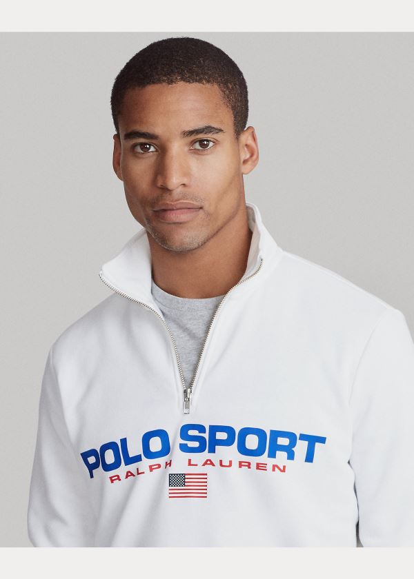 Bluzy Ralph Lauren Polo Sport Fleece Sweatshirt Męskie Białe | DPRU3369