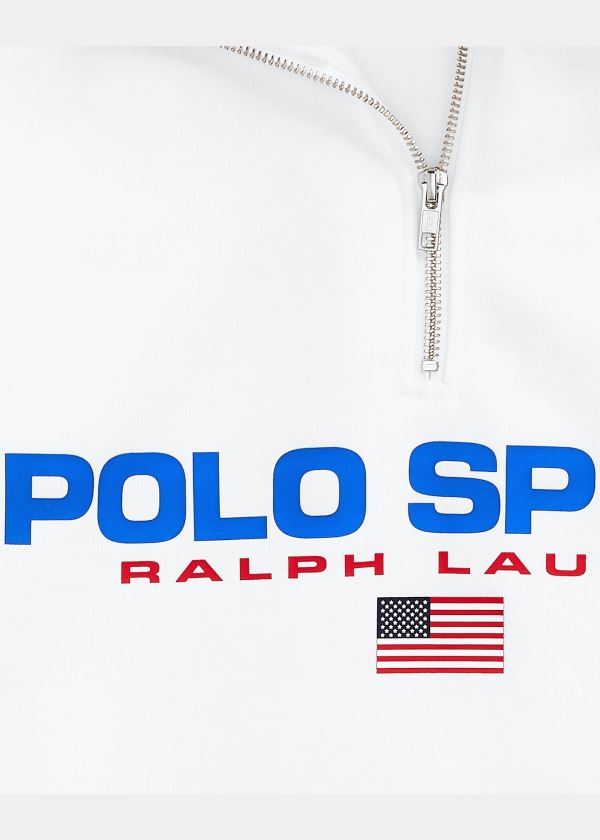 Bluzy Ralph Lauren Polo Sport Fleece Sweatshirt Męskie Białe | DPRU3369