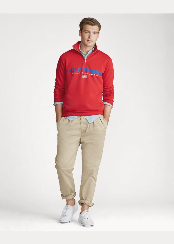 Bluzy Ralph Lauren Polo Sport Fleece Sweatshirt Męskie Czerwone | DBAI5451