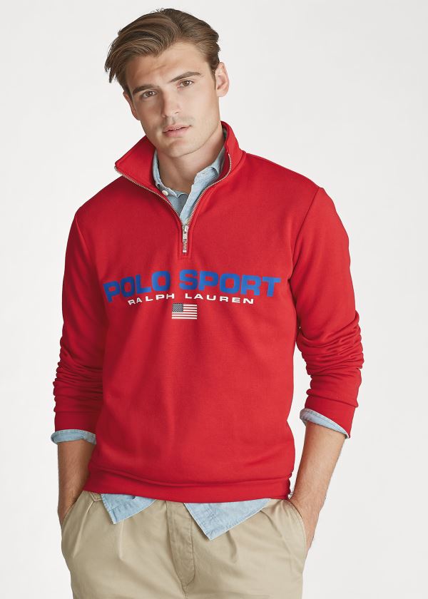 Bluzy Ralph Lauren Polo Sport Fleece Sweatshirt Męskie Czerwone | DBAI5451