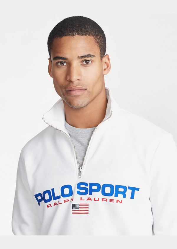 Bluzy Ralph Lauren Polo Sport Fleece Sweatshirt Męskie Białe | SCXZ4997