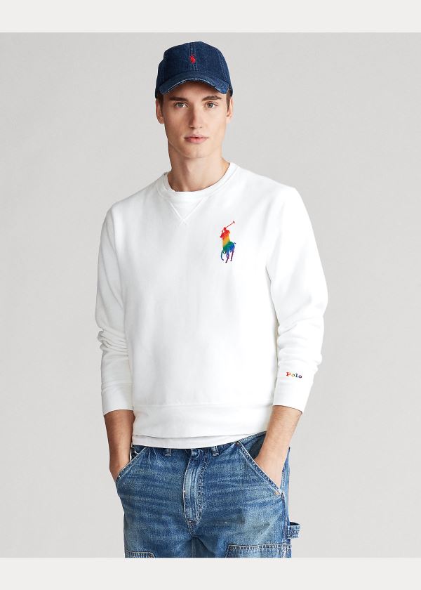 Bluzy Ralph Lauren Pride Fleece Sweatshirt Damskie Białe | PVXD9915