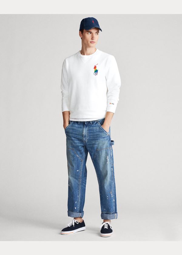 Bluzy Ralph Lauren Pride Fleece Sweatshirt Damskie Białe | PVXD9915