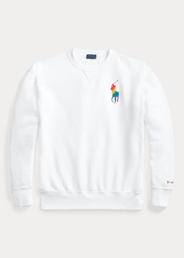 Bluzy Ralph Lauren Pride Fleece Sweatshirt Damskie Białe | PVXD9915