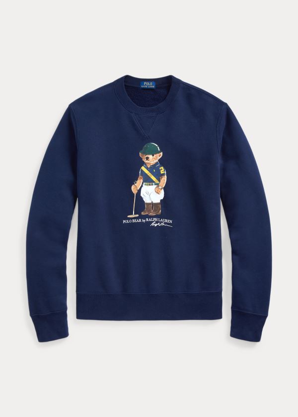 Bluzy Ralph Lauren Riding Bear Sweatshirt Męskie Granatowe | LHWM0256