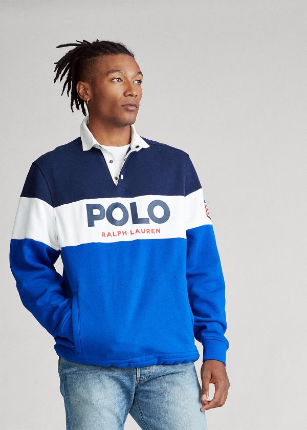 Bluzy Ralph Lauren Rugby Sweatshirt Męskie Granatowe Kolorowe | ILHB2411