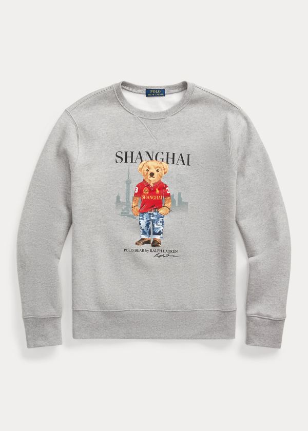 Bluzy Ralph Lauren Shanghai Bear Sweatshirt Męskie Szare | TEVQ7241