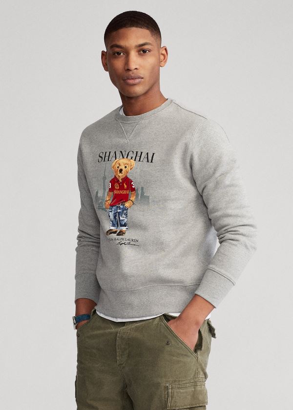 Bluzy Ralph Lauren Shanghai Bear Sweatshirt Męskie Szare | TEVQ7241