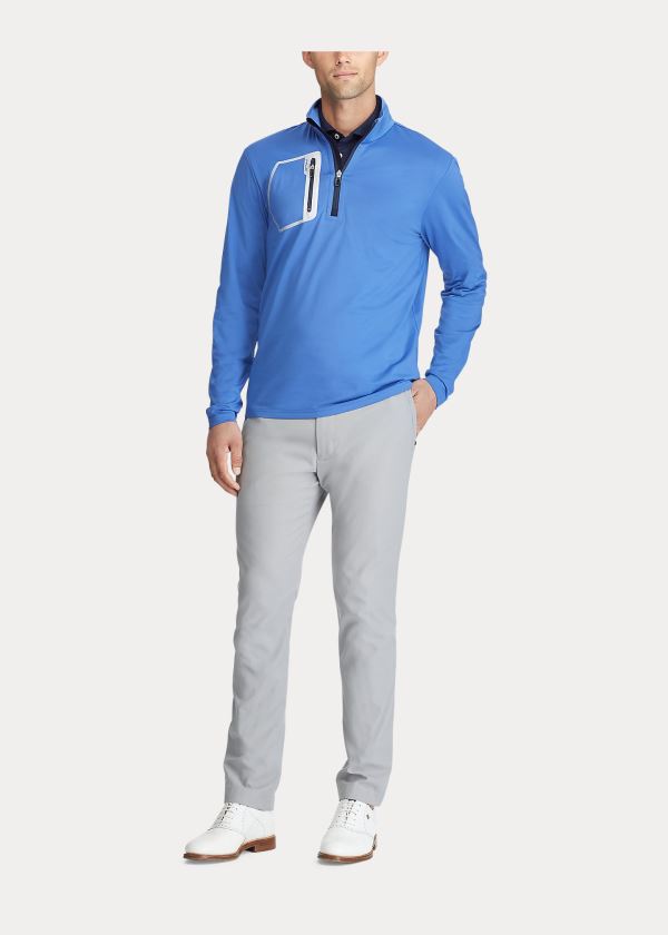 Bluzy Ralph Lauren Stretch Quarter-Zip Pullover Męskie Indygo | CWLR8235