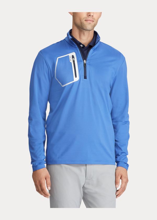 Bluzy Ralph Lauren Stretch Quarter-Zip Pullover Męskie Indygo | CWLR8235