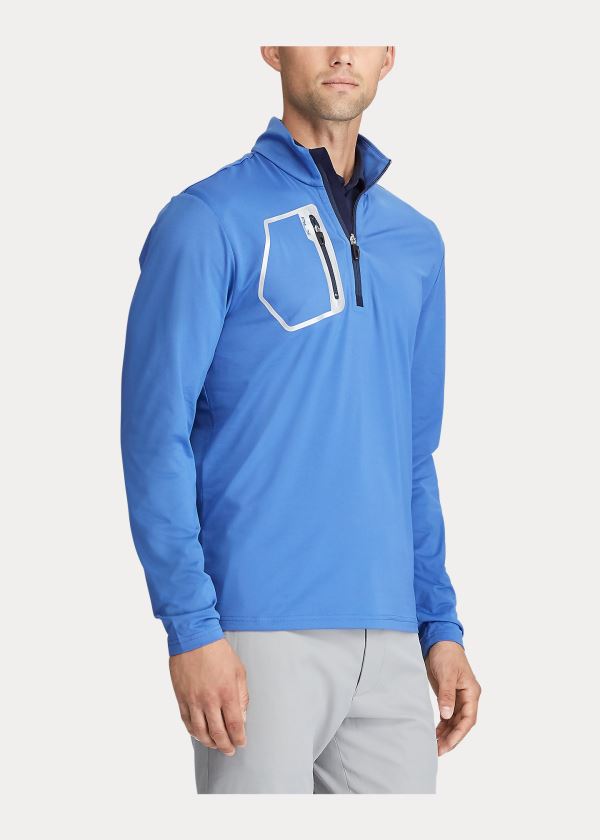 Bluzy Ralph Lauren Stretch Quarter-Zip Pullover Męskie Indygo | CWLR8235