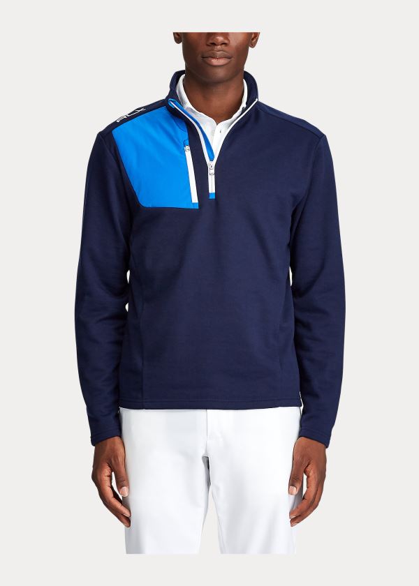 Bluzy Ralph Lauren Thermal Quarter-Zip Pullover Męskie Granatowe | BSRT6827