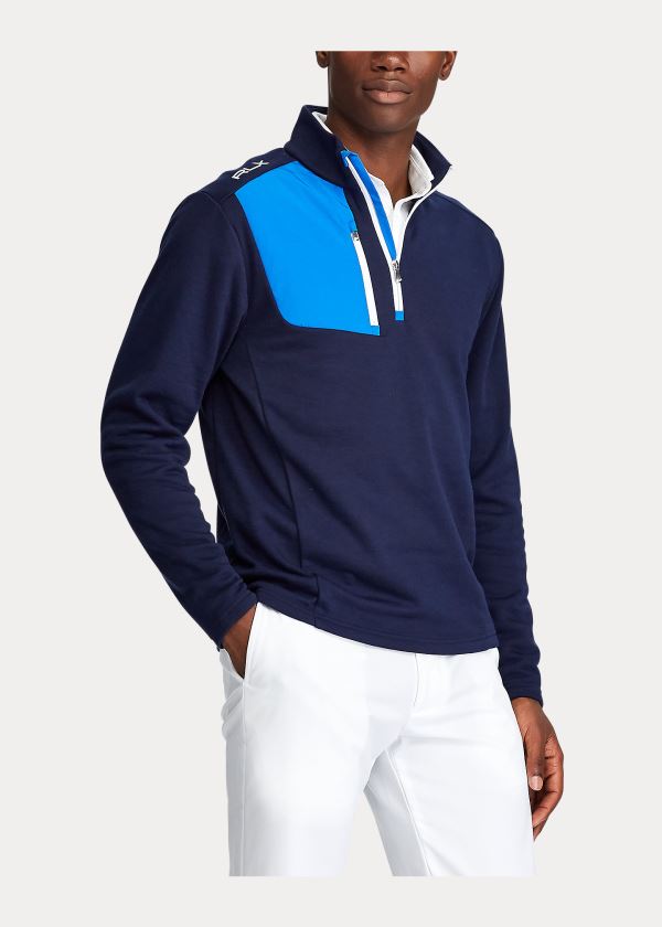 Bluzy Ralph Lauren Thermal Quarter-Zip Pullover Męskie Granatowe | BSRT6827