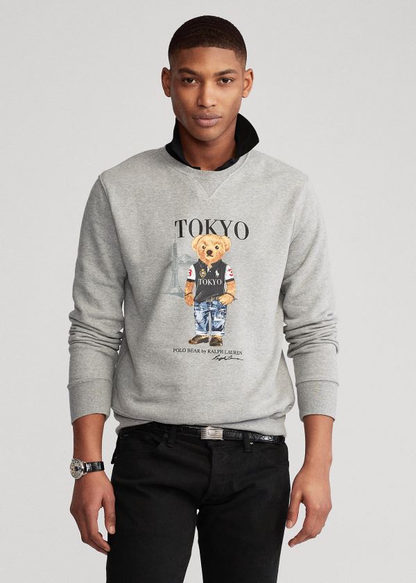 Bluzy Ralph Lauren Tokyo Bear Fleece Sweatshirt Męskie Szare | OJSL9164