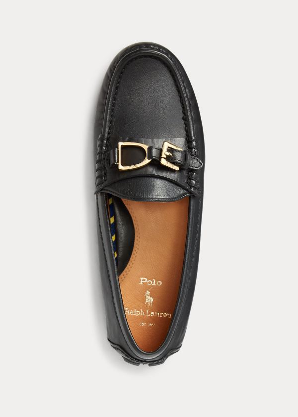 Buty Do Jazdy Ralph Lauren Anders Leather Driver Męskie Czarne | XIRA7209