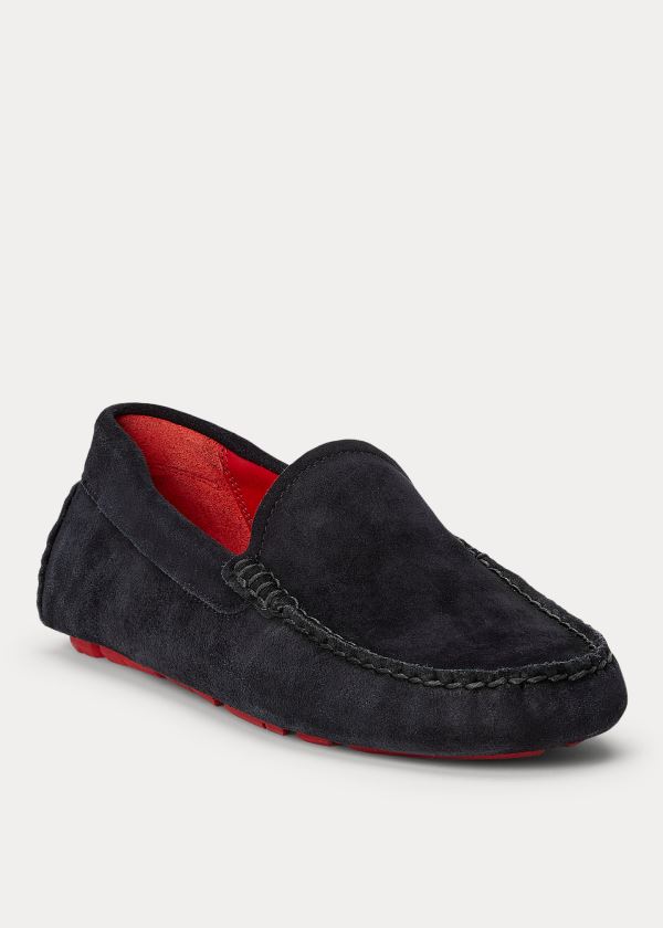 Buty Do Jazdy Ralph Lauren Anders Suede Driver Męskie Czarne | NEDM6358