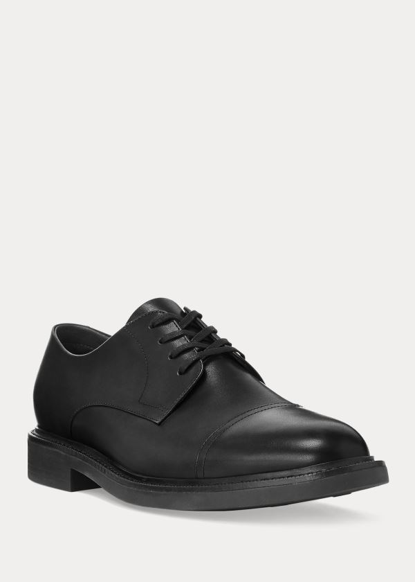 Buty Ralph Lauren Asher Leather Cap Toe Shoe Męskie Czarne | IHCR3526