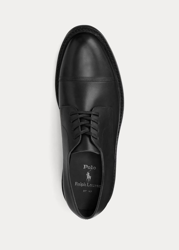 Buty Ralph Lauren Asher Leather Cap Toe Shoe Męskie Czarne | IHCR3526