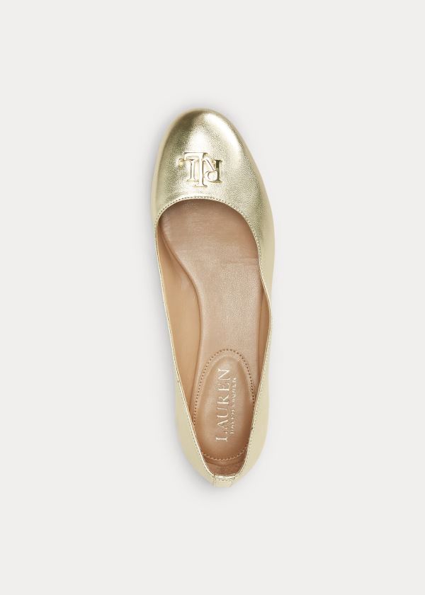 Buty Ralph Lauren Gisselle Leather Flat Damskie Złote | XTFX8431